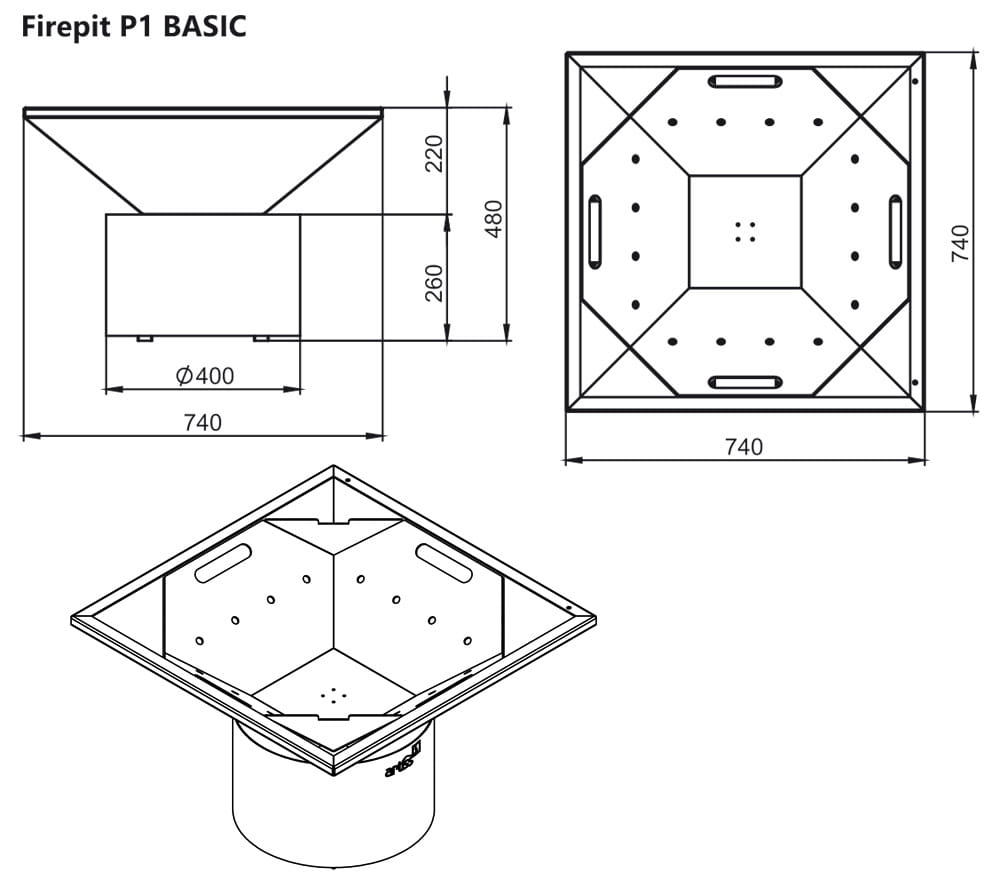 Artiss vrtni roštilj sa ložištem P1 BASIC corten
